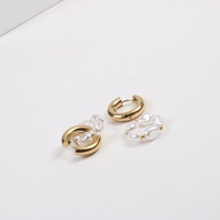 Bijoux hypoallergéniques pour femmes, boucles d'oreilles Huggie en acier inoxydable plaqué or 18k Pvd, chaîne de perles étanche