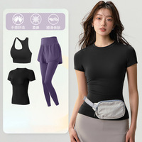 Ensemble de sport 2 pièces High Sense pour femme – Respirant, imperméable, sans coutures, col ajusté, veste courte à manches longues, taille haute
