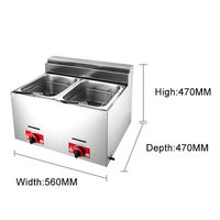 Friteuse Double Cuve à Gaz, Vente Chaude 2025, Sortie d'Usine, Machine à Frire les Frites de Restaurant 6L+6L, Friteuse à Gaz Professionnelle pour la Vente