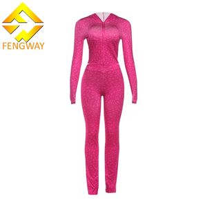 Осенняя Женская одежда, комплект из двух предметов, куртка на молнии с длинным рукавом и расклешенные брюки, спортивная одежда с леопардовым принтом, спортивная одежда, комплект из 2 предметов - Product Image 3