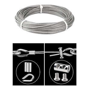 Cable de acero inoxidable con kit tensor de bloqueo para suspensión de iluminación de jardín - Product Image 1
