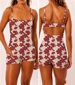 <span class=keywords><strong>Tuta</strong></span> <span class=keywords><strong>Corta</strong></span> da Donna con Motivo Hawaiano, Senza Maniche, con Spalline Regolabili in Tessuto Seta di Latte, per Adulti - Product Image 6