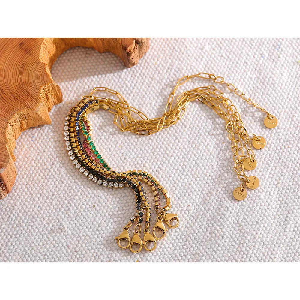Jinyou pulseira, 1306 chique, de aço inoxidável, colorida, zircônia cúbica, 18k, banhado a ouro, joias da moda
