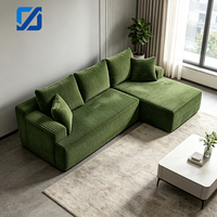 Canapé d'angle convertible moderne sur mesure vert, emballé sous vide, pour salon d'appartement, ensemble de meubles en gros