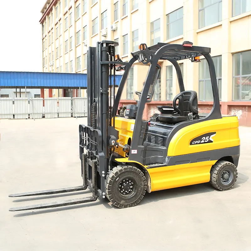 Shouwo 2ton 3Ton 4 tekerlekli küçük elektrikli yan vites Forklift tam elektrikli