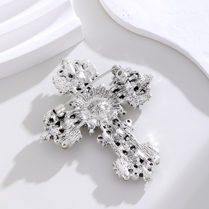 موضة جديدة مبتكرة سبائك حجر الراين الصليب بروش نمط القصر دعوى طوق إبرة حجر الراين المسيحي عبر المجوهرات - Product Image 2