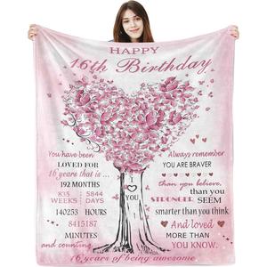 Assorted Print Birthday Floral Flannel Blanket <b>Throw</b> Blanket Nap Blanket Lightweight Breathable <b>for</b> Bed Sofa <b>Couch</b> Custom Print - Product Image 1
