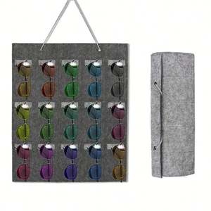 Sac de rangement mural en feutre pour lunettes, organisateur de 15 compartiments pour lunettes de soleil et de vue, vente en gros - Product Image 4