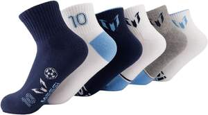 मेसी लड़कों 100% कपास टखने के मोजे 6-पैक बुना आरामदायक जीवन शैली डिजाइन पत्र पैटर्न वसंत के लिए नरम स्ट्रेची - Product Image 2