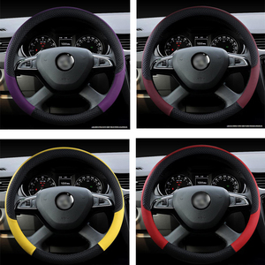 Funda de cuero para volante de coche, Trenza para <span class=keywords><strong>Skoda</strong></span> <span class=keywords><strong>Octavia</strong></span> A5 A7 RS <span class=keywords><strong>Octavia</strong></span> 2 3 <span class=keywords><strong>Combi</strong></span>, accesorios de <span class=keywords><strong>interior</strong></span> - Product Image 3