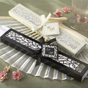 Éventails femme artisanaux Éventail en soie côtelée de bambou Éventails à main faveur de <span class=keywords><strong>mariage</strong></span> avec boîte-cadeau - Product Image 3
