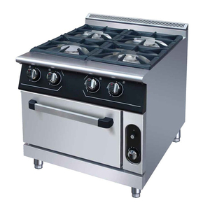Estufa de Gas Comercial de Acero Inoxidable con Horno y Protección Contra Apagado de Llama, Estufa de Gas de Alta Potencia con 4 Quemadores, Equipo de Hostelería - Product Image 1