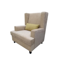 Fauteuil d'appoint contemporain et moderne ergonomique pour hôtel et villa, avec dossier large, en velours doux beige, pour salon