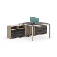 Poste de travail modulaire extensible en bois pour bureau moderne, pour 2 personnes