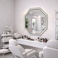 Nouveau design esthétique, miroir LED en cristal intelligent pour salle de maquillage, effet flottant octogonal, décoration murale lumineuse