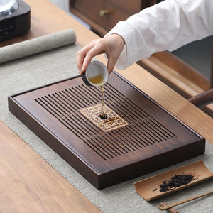 Bandeja de té de bambú al por mayor, tipo con depósito de agua, mesa de té pequeña, mesa de té para el hogar y la oficina, bandeja sencilla, para preparación en seco y - Product Image 6