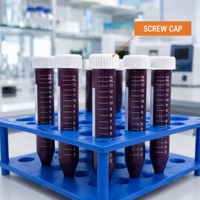 Tube de Centrifugation Stérile Marron de 15 ml avec Bouchon Gris, Tubes de Centrifugation en Plastique Jetables pour Laboratoire, Sachet Scellé - Vente en Gros