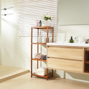 Étagère en bambou à 4 niveaux, étagère étroite <span class=keywords><strong>pour</strong></span> salle de bain, <span class=keywords><strong>porte</strong></span>-serviettes sur pied, étagère d'angle, étagère de rangement multifonctionnelle <span class=keywords><strong>pour</strong></span> salon - Product Image 4
