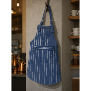 Delantal de Mezclilla a Rayas con Bolsillo, Hecho a Medida, Uniforme para Cocina, Cafetería, Restaurante, Servicio - Product Image 3