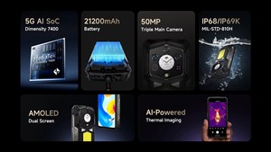 Ulefone Armor 29 Pro <b>Thermal</b> Version 5G AI Rugged Phone Waterproof IP69K AMOLED 21200mAh 120W 64MP Night <b>Vision</b> 6.67" 120Hz - Product Image 4