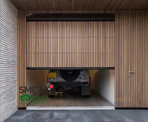 Porte de garage automatique télécommandée LongTai, en aluminium, acier, grain de bois, panneau grillagé, design moderne - Product Image 3