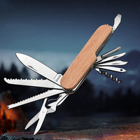 Kleines Multifunktionales Messer mit Holzgriff Überlebens-Taschenmesser für Outdoor mit Graviertem Logo Camping Taktisches Klappmesser Geschenk Mini-Messer