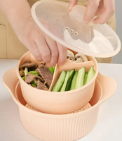 Pot à vapeur en silicone pour micro-ondes, pour légumes, poisson, aliments pour bébés et aliments sains à faible teneur en sucre, compatible four et lave-vaisselle