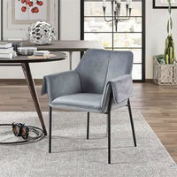 Chaise de salle à manger moderne avec cadre en fer, accoudoirs et revêtement en tissu, hauteur réglable - Garantie 1 an pour appartement, maison, bureau, hôtel