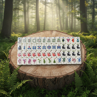 Tuiles de Mahjong Américaines en Acrylique, Dessinées à la Main, Thème Nature, Faune, Plantes, Forêt, Ensemble Complet de 160 Tuiles de Jeu avec Jokers