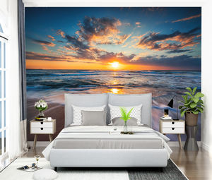 Papel de pared personalizado con paisaje de <span class=keywords><strong>playa</strong></span> al atardecer, Mural costero romántico para decoración de interiores, papel tapiz, decoración del hogar - Product Image 4
