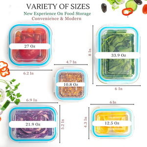 20pcs Modern Food Storage Containers Borosilicate Glass Meal Saver with Vented <b>Lids</b> BPA Free Airtight - Product Image 2