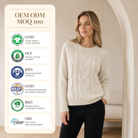 Pull en laine et viscose tricoté pour femme, style Old Money Preppy, col rond, avec logo frontal, collection automne