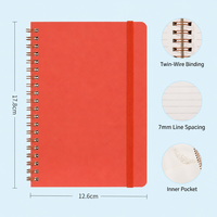Cuaderno Profesional de Lujo con Tapa Dura A5, Papel Rayado de 7 mm, Banda Elástica, Bolsillo Interior, Regalo Empresarial, Encuadernación en Espiral