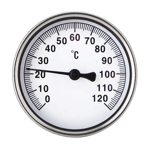 एचवीएसी के लिए स्टेनलेस स्टील केस औद्योगिक गर्म पानी बॉयलर हीटर पाइप तापमान गेज मैकेनिकल बायमेटल एनालॉग थर्मामीटर - Product Image 6