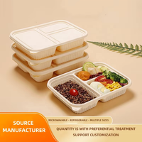 Bol à soupe d'emballage alimentaire jetable en plastique à 3/4 compartiments Boîte à nouilles en carton blanc Récipient à emporter