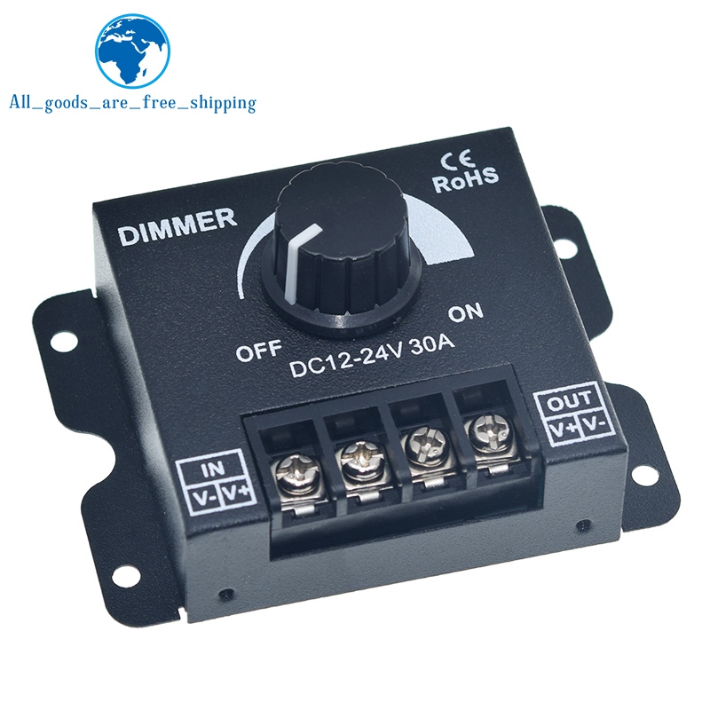 Dimmer rotativo 12V/24V nero per strisce LED, 8A max