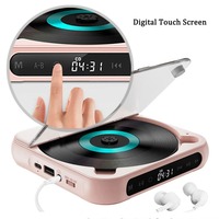 Lecteur CD portable avec 5 modes de lecture, écran tactile, compatible BT, écouteurs, mini lecteur CD Walkman pour étudiants, hommes et femmes