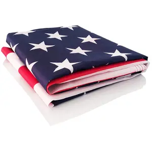 Grosir kualitas tinggi 3X5 kaki bintang bordir 100% kain katun bendera Amerika Serikat