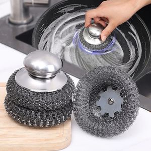 Éponge à récurer en acier inoxydable avec jeu de tampons en fil métallique de rechange et poignée pour la cuisine – Idéale pour nettoyer les salissures tenaces - Product Image 6