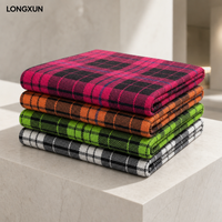 Tissu en flanelle teint en fil 100 % coton écologique LONGXUN, doux et brossé, à carreaux, pour manteaux, vestes et vêtements de créateur