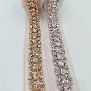 Encaje de Lujo con Pedrería <span class=keywords><strong>Rosa</strong></span> para Mujer, Adorno de Encaje Elegante para Decorar Vestidos de Noche - Product Image 3