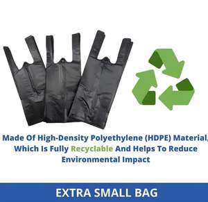 Bolsas de Camiseta Extra Pequeñas, Negras, Sin Imprimir, Biodegradables, de HDPE, Personalizables, para Comercios Minoristas, Tiendas de Abarrotes, Mercancía, Tiendas de Conveniencia - Product Image 2