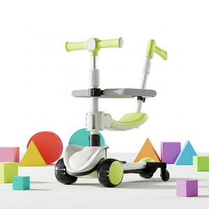 Trottinette enfant 6-en-1 pliable à trois roues avec siège auto et poignée de poussée, nouveau design, pour usage extérieur - Product Image 3