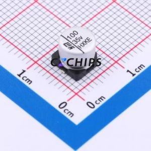 Condensateur électrolytique hybride solide-liquide en aluminium VHXC0581V101MVCG SMD, D6.3xL5.8mm 100uF 20% 35V 1300mA-100kHz - Product Image 1