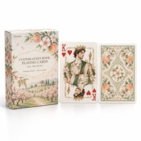 Cartes de jeu personnalisées écologiques et recyclables pour livre d'or de mariage, motif fleur de pêcher de Géorgie, portrait de couple aquarelle pour signature des invités