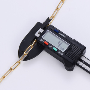 Collier ras du cou plaqué or 18 carats, chaîne trombone géométrique, maillons carrés aplatis de 4 mm, chaîne longue en acier inoxydable, style tendance - Product Image 2