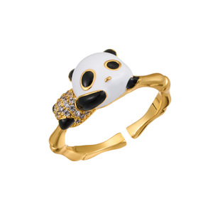 Panda <b>Open</b> <b>Ring</b> Adjustable Animal Design Gold Plated Jewelry Gift for Women - Product Image 5