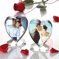 Cadre Photo personnalisé en verre blanc, Sublimation en cristal, Design de cœur, artisanat en verre de noël fait sur mesure pour cadeau Souvenir SCK07