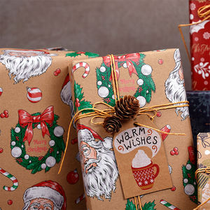Fábrica al por mayor papel Kraft de Navidad 50*70 cm papel de regalo - Product Image 4