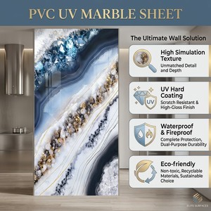 Panneaux muraux en plastique à motif marbré <span class=keywords><strong>de</strong></span> design moderne, feuille <span class=keywords><strong>PVC</strong></span> UV pour la décoration <span class=keywords><strong>de</strong></span> la <span class=keywords><strong>salle</strong></span> <span class=keywords><strong>de</strong></span> <span class=keywords><strong>bain</strong></span> et <span class=keywords><strong>de</strong></span> la chambre - Product Image 2